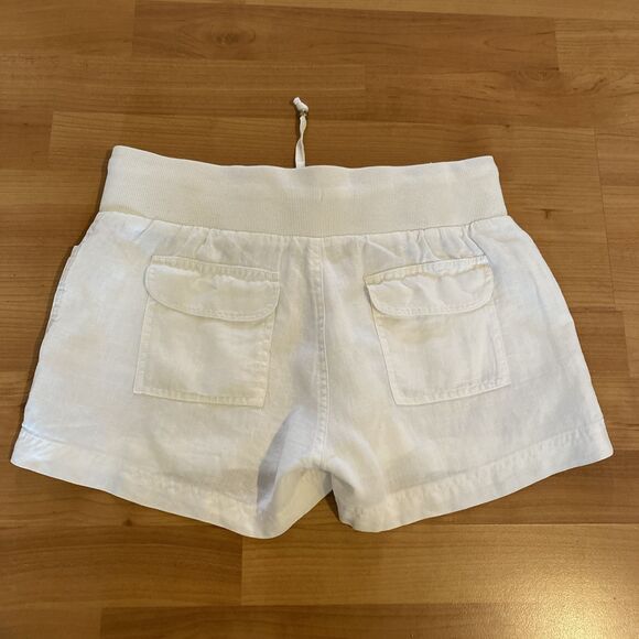 Guess White Size Small Casual Pull On Drawstring Shorts 100% Linen Beachy - Picture 5 of 9